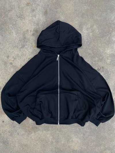 Zip Hoodie Boxy Negra