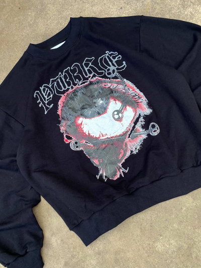 Crewneck "Pure Eye" Negro(Alto Gramaje)