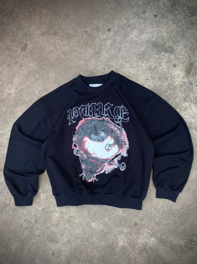 Crewneck "Pure Eye" Negro(Alto Gramaje)