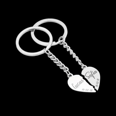 Llavero Corazon grabado para compartir (PERSONALIZADO)