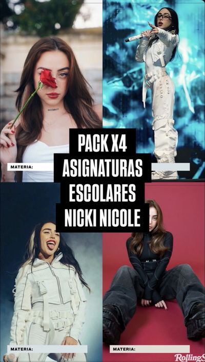 Pack x6 asignaturas caratulas NICKI NICOLE (surtidas)