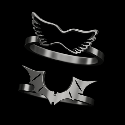 SET | ANILLO ANGEL + ANILLO DIABLO (REGULABLES - Acero Quirurgico)