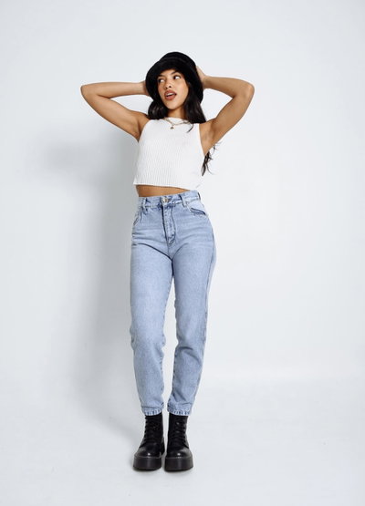 Pantalòn Mom Cielo