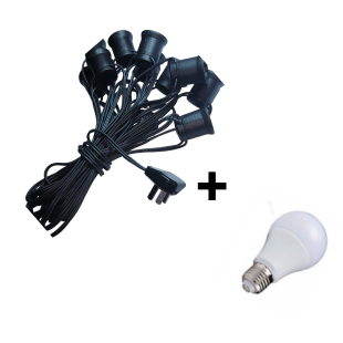 Guirnalda de luces 10mts + 10 Focos led 7w