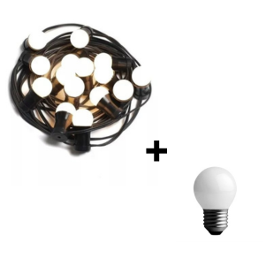 Guirnalda de luces 10mts + 10 Gota Halogena 15w Blanca
