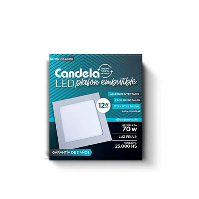 Panel led Cuadrado 12w Embutir
