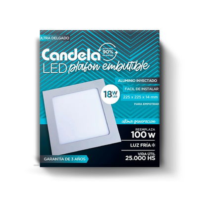 Panel led Cuadrado 18w Embutir