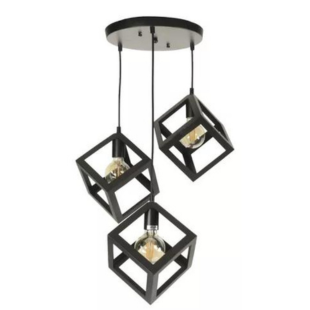 Colgante Cubo de 3 luces con riel circular