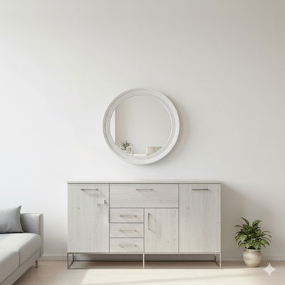 Espejo Enmarcate redondo blanco C/Puntos45