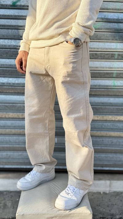 Jean Mom Liso | BEIGE