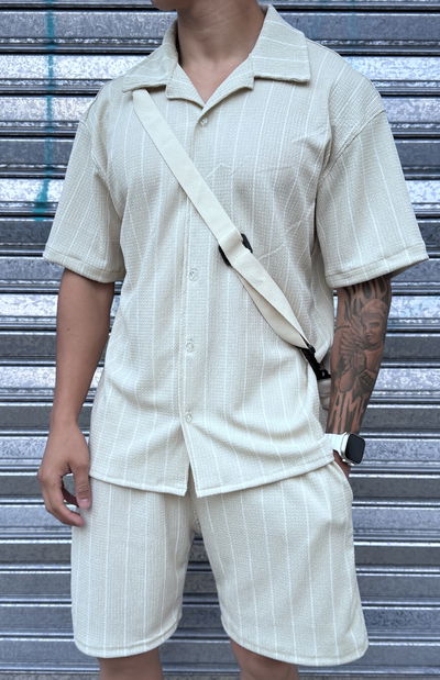 Conjunto Waffle Line Camisa | BEIGE