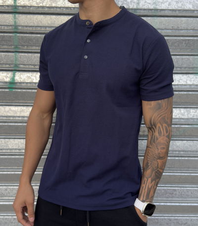 Remera Lisa c/ Botones | AZUL MARINO