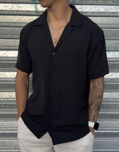 Camisa Lino Oversize | NEGRO