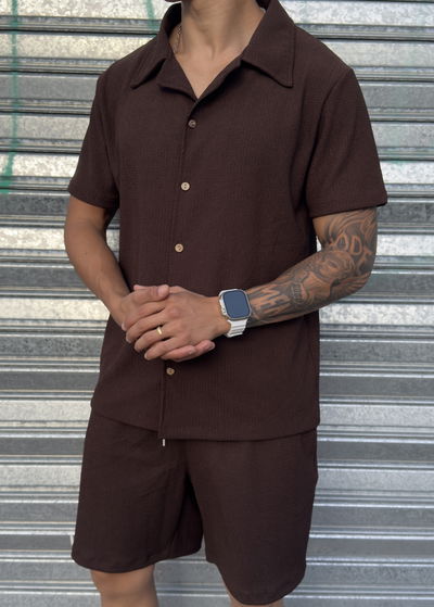 Conjunto Waffle Camisa | MARRON OSCURO