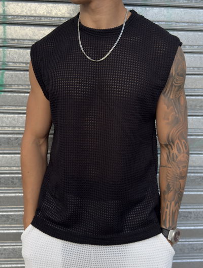 Musculosa Crochet Oversize | NEGRO