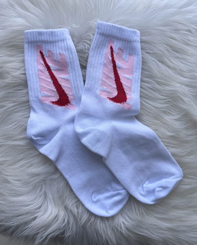 Medias NK | BLANCO c/ logo ROSA/ROJO