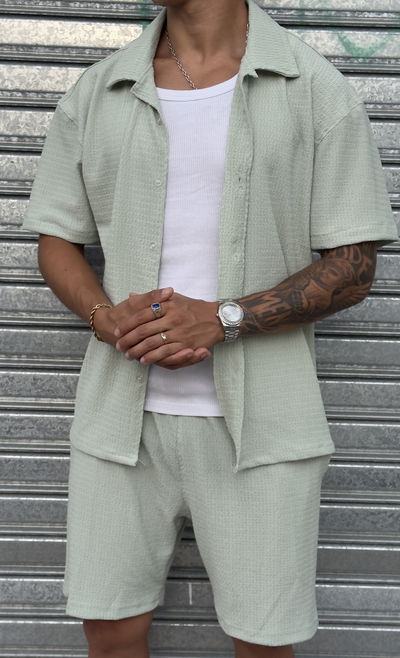 Conjunto Waffle Camisa | VERDE AQUA