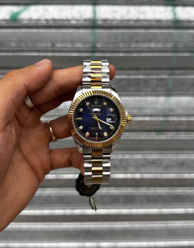 Reloj Rolex AAA | DORADO y PLATEADO c/ fondo MARINO