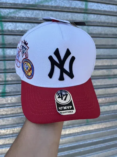 Gorra NY Regulable Curva | BLANCO c/ NEGRO y ROJO