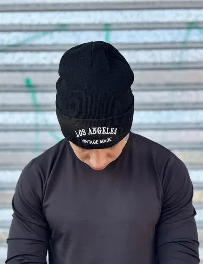 Gorro de Lana Bordado | LOS ANGELES | NEGRO