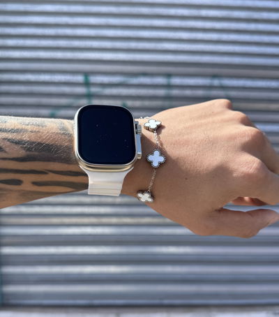 Pulsera Trebol | PLATEADO c/ BLANCO