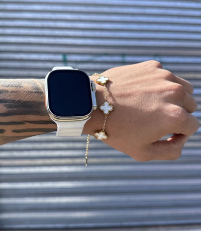 Pulsera Trebol | DORADO c/ BLANCO