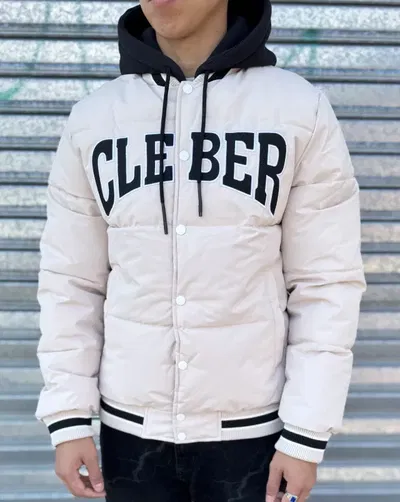 Campera Puffer/Piel Cleber | BEIGE c/ NEGRO