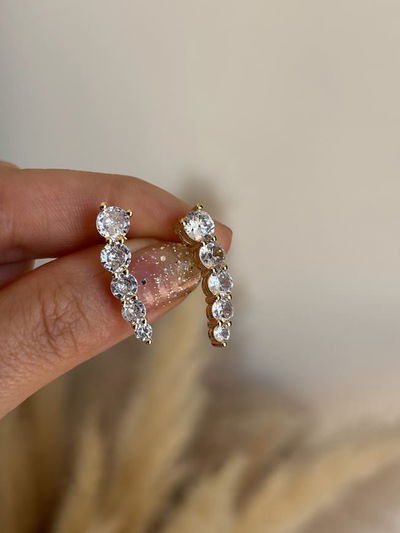 Aros trepadores Nina - baño oro 18k