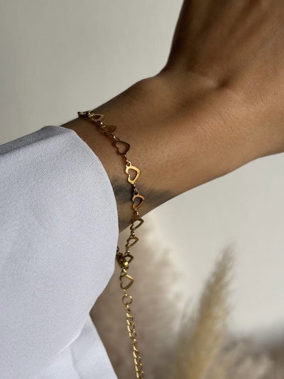 Pulsera corazones gold
