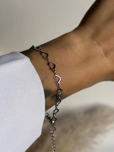 Pulsera corazones silver