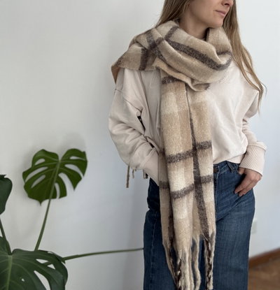 Bufanda cuadrillé beige 