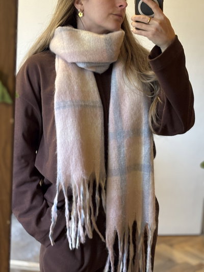 Bufanda nube rosa con gris