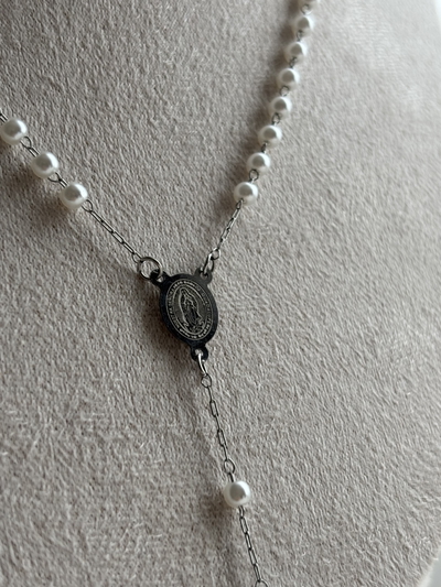 Rosario Virgen de Guadalupe perlas