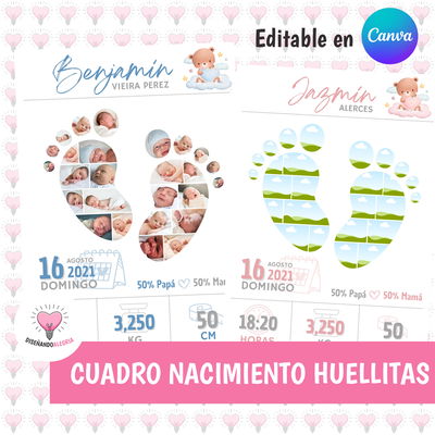 Plantilla Cuadro Nacimiento Huellitas
