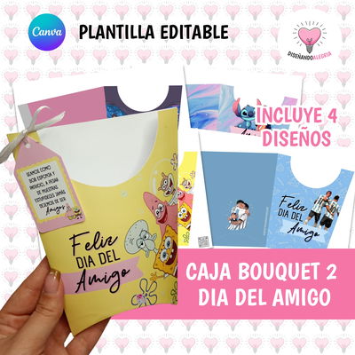PLANTILLA CAJA BOUQUET 2 DIA DEL AMIGO