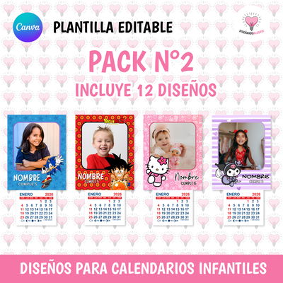 DISEÑOS PARA CALENDARIOS INFANTILES EDITABLE EN CANVA