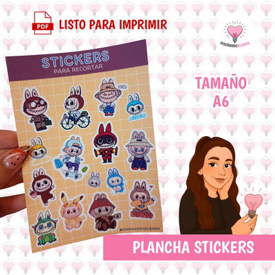 PLANCHA STICKERS A6 PDF LABUBU NENE