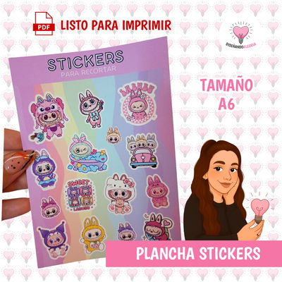 PLANCHA STICKERS A6 PDF LABUBU NENA