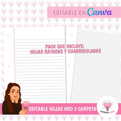 PACK HOJAS PARA CARPETA NRO 3 EDITABLES