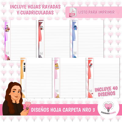 DISEÑOS HOJAS DE CARPETAS NRO 3 - PACK 1 -