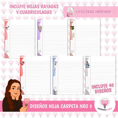 DISEÑOS HOJAS DE CARPETAS NRO 3 - PACK 2 -