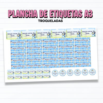 Plancha Troquelada A3 Etiquetas Escolares 