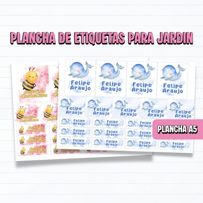 Plancha A5 Etiquetas Jardín