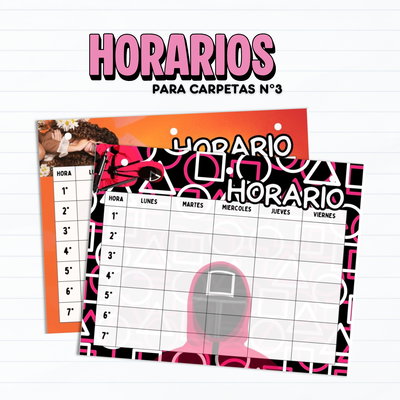 Horarios para carpetas