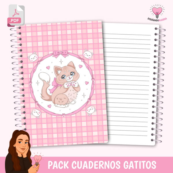 PACK CUADERNOS GATITOS CUADRILLE