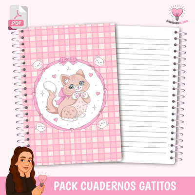 PACK CUADERNOS GATITOS CUADRILLE