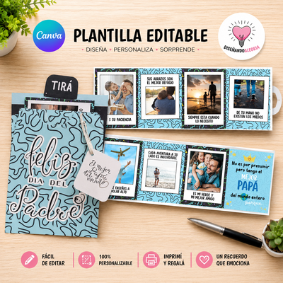 TARJETA DESLIZABLE DIA DEL PADRE FOTOS EDITABLES