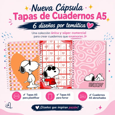 TAPAS CUADERNOS A5 SNOOPY