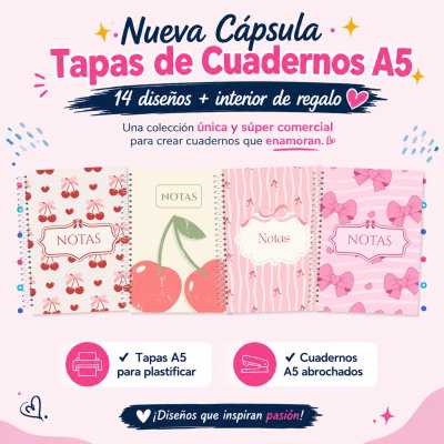 PACK 14 TAPAS A5 + INTERIOR DE REGALO