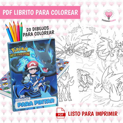 PDF LIBRO PARA COLOREAR POKEMON MEGAEVOLUTION
